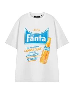 Camiseta Coca Cola Blanca Fanta Naranja Bebida Manga Corta Unisex - Imagen 1 de 8