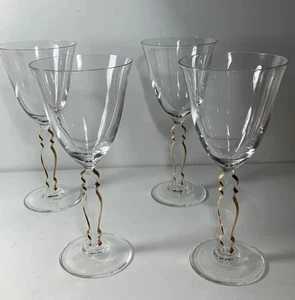 RARE Set of 4 Vintage Cristal D'Arques French Gold Baroque Wine Glasses 7.75 in. - Picture 1 of 9