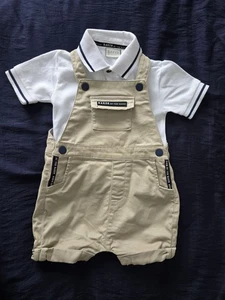 Ted Baker Baby Boy Short Dungarees Beige 6- 9 Months - Picture 1 of 4