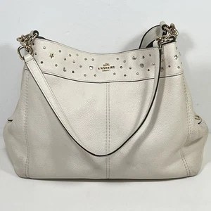 Coach Lexy Stardust Nieten Kreide Leder Schultertasche Handtasche 3 Fächer - Bild 1 von 11