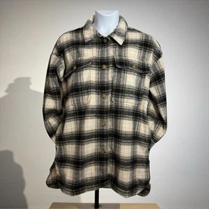 Banana Republic Plaid Wool Blend Overshirt Jacket Large Shacket - Picture 1 of 11