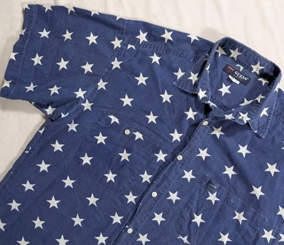 Guess Los Angeles Stars All Over Print Button Up Shirt Made In USA Blue Men's L - Image 1 of 4