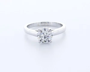 1.6CT Certified Lab-Created Diamond E/VS2 Round Cut 14K Gold Classic Accent Ring - Picture 1 of 4