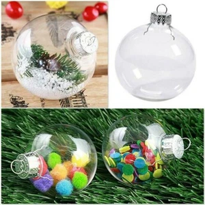 Confezione 10 Addobbi Palline Plastica Trasparente Per Decorazione Albero Di Nat - Foto 1 di 13