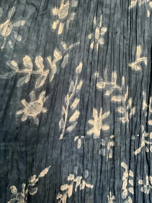 Maxi Falda Phool Azul Blanco Batik Flores Cottagecore Midi Para Mujer S 100% Algodón Foto 1 de 4