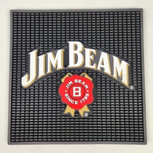 Alfombra de derrame de barra de goma negra Jim Beam logotipo de 12" x 12"" - Imagen 1 de 4