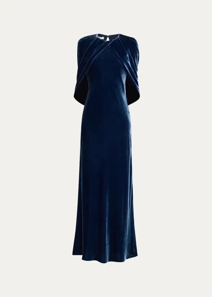 Vestido Lafayette 148 New York Azul Marino Terciopelo Chal Nuevo con Etiquetas $1698 Plus 18 1X Foto 1 de 4