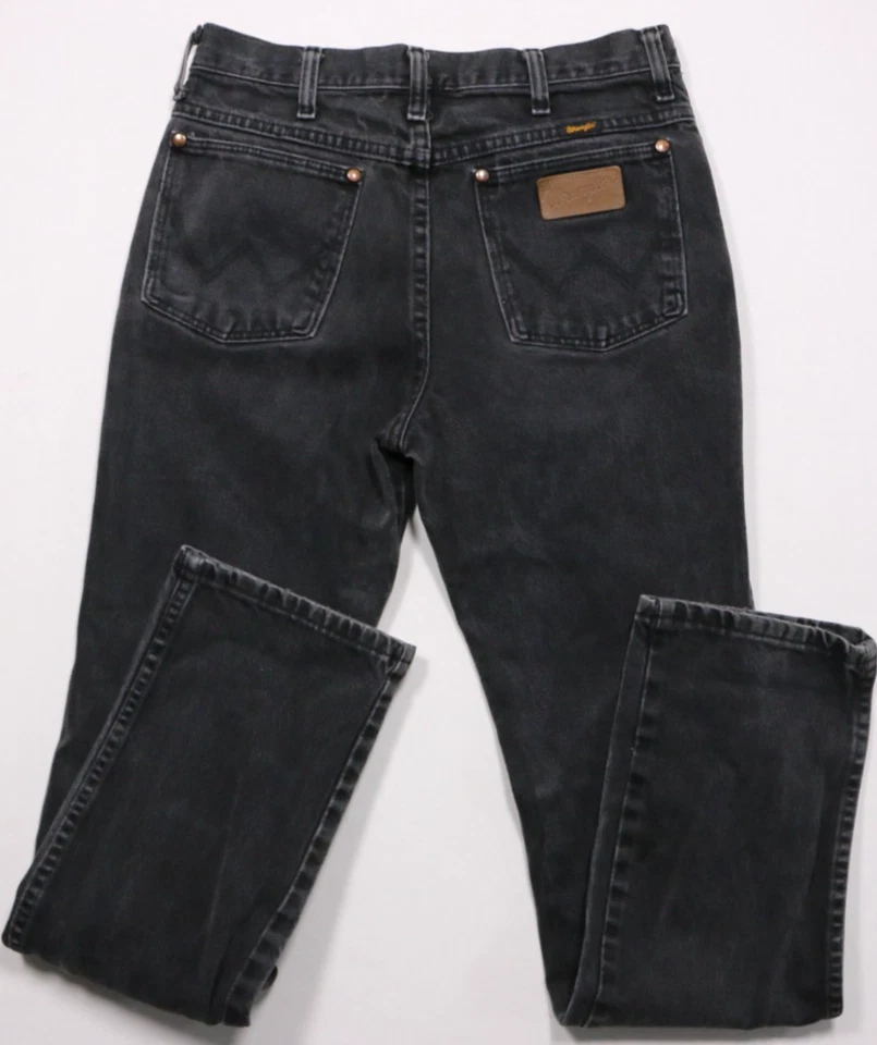 Jeans Wrangler preto vintage 30 x 32 slim ajuste reto 100% algodão 936WBK - Imagem 1 de 4
