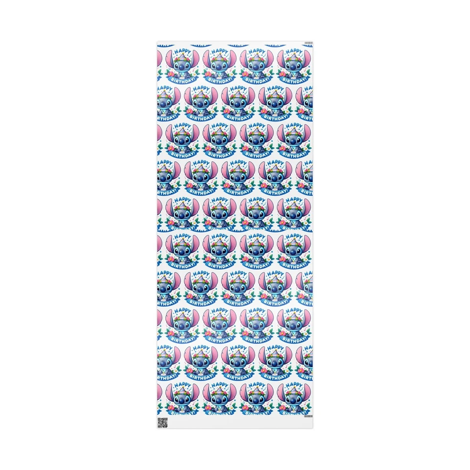 Blue Alien Happy Birthday Wrapping Paper   - Image 1 of 1