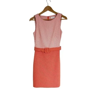 Summer Mini Dress, Vibrant Orange & White, Retro Twee Calvin Klein Size S (est.) - Picture 1 of 7