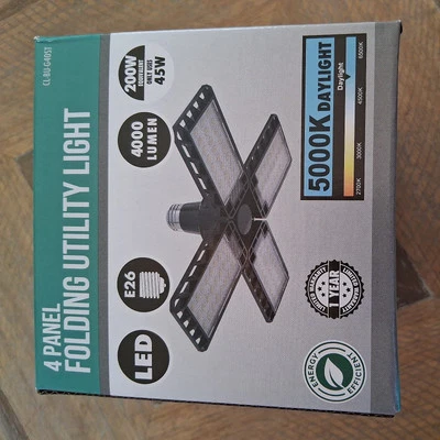 NEW 4-Panel Adjustable Utility Light 200W E26 LED 5000K Non-Dimmable 4000 Lumens - Image 1 of 4