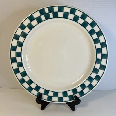 Plato de cena de cerámica Hartstone verde a cuadros 11 1/4" D3 Foto 1 de 4