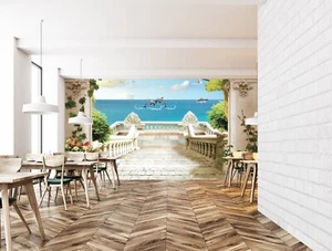 Carta da parati 3D oceano delfino Q329 pittura murale fotomurale autoadesiva Kay - Foto 1 di 11