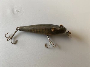 Vintage Creek Chub Pikie Minnow in scala Pikie con doppia linea cravatta occhi di vetro legno - Foto 1 di 7