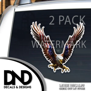 Bald Eagle Vehicle Graphics Angled Pro America Patriotic USA Decals 2 Pack - Picture 1 of 4
