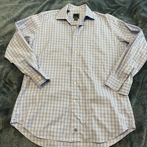 David Donahue Hemd Herren 16,5 32/33 Besatz Blau Langarm Elegant Button Down - Bild 1 von 11