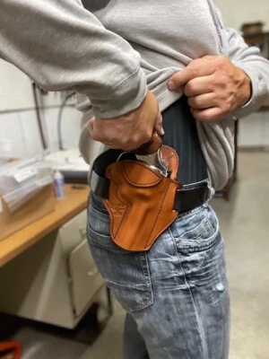 Leather  Ruger GP 100 .357 RH 4" Barrel  Pancake holster (READ LEAD TIME) - Image 1 of 2