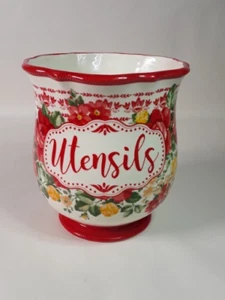The Pioneer Woman Large Kitchen Utensil Cooking Tools Holder Vintage Floral Red - Picture 1 of 10