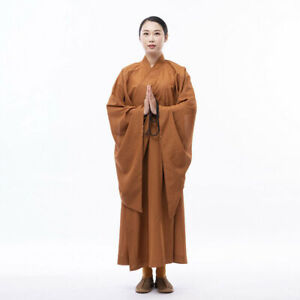 Women Buddhist Monk Dress Robe Shaolin Gown Frock Long Meditation Summer Loose