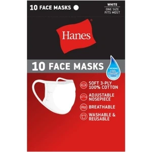 10 Hanes 100% Cotton Face Mask Reusable Washable Adult Masks - Picture 1 of 5