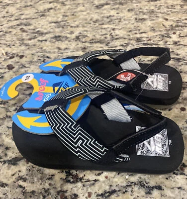 Kids Flip Flops Sandals size  9 / 10  unisex green /black Reef Cozy Maze Game - Image 1 of 3