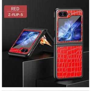 Custodia posteriore in pelle modello coccodrillo armatura per Samsung Galaxy Z Flip 5 4 3 - Foto 1 di 19