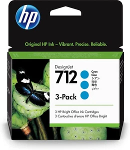 3x ORIGINAL HP 712 CYAN TINTENPATRONE - 3ED77A - DESIGNJET T210 T230  - MHD2026 - Bild 1 von 4