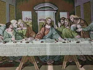 Arte de pared con panel de tela 34 X 14 en lienzo de la última cena sin marco hecho en Italia - Imagen 1 de 12