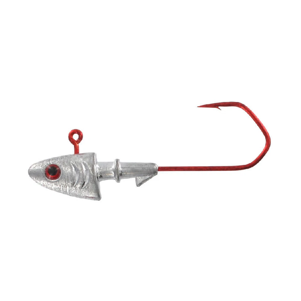 Jenzi Speciale Jig-Köpfe Argento Rosso 6/0 Reflexaugen Esca Gancio Hecht Zander - Immagine 1 di 1