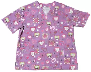 Natural Uniforms Natural Prints Scrub Women's XS Puppy Love Scrub Top w/ Pockets - Picture 1 of 4