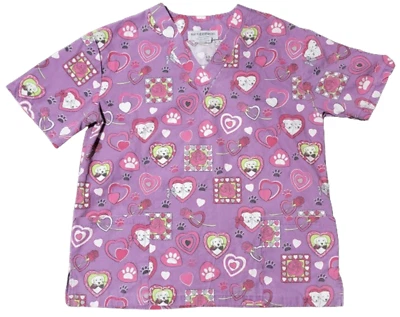 Natural Uniforms Natural Prints Scrub Women's XS Puppy Love Scrub Top w/ Pockets - Image 1 of 4