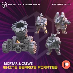 Mortero y tripulación enanos. Máquina de guerra miniaturas enanos de fantasía de Wargaming de mesa - Imagen 1 de 5