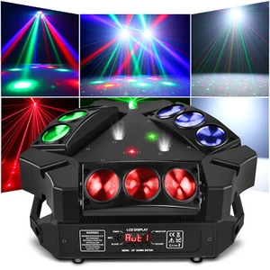 9 LED RGB Laser Moving Head Stage Lighting DMX Spider Beam DJ Party Effect Light - Picture 1 of 9
