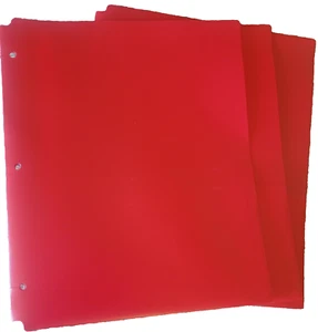 Lot of 4 ~ Pen+Gear 2-Pocket Poly Folder ~ 3 Hole Punch ~ Plastic ~ Red ~ Letter - Picture 1 of 4