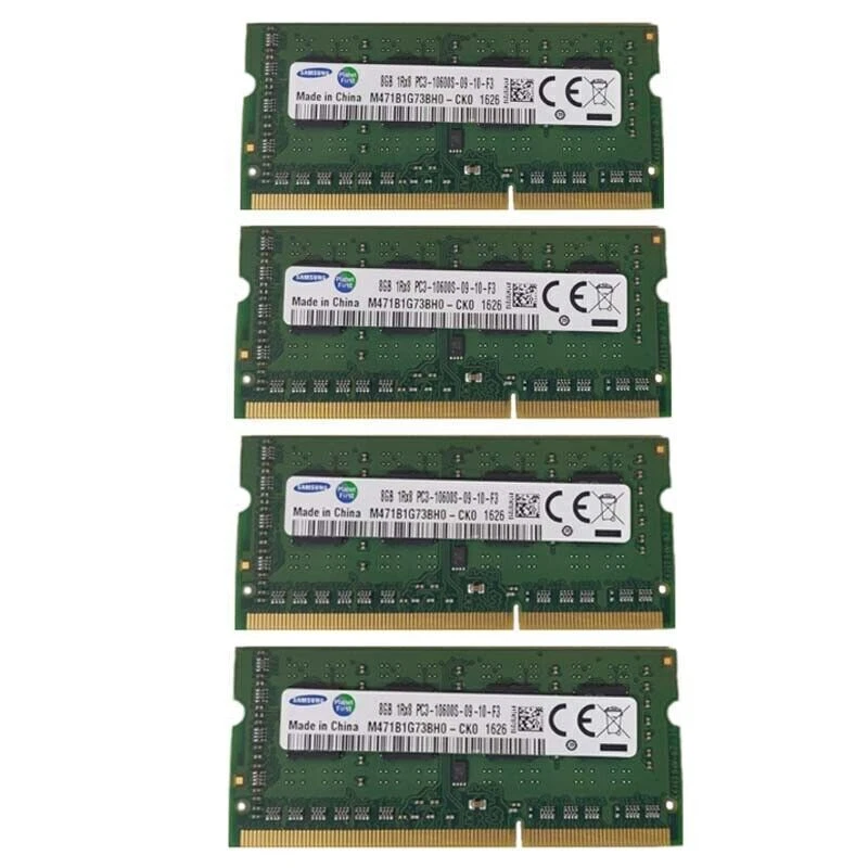 Samsung 4x8GB 1RX8 DDR3 1333MHz PC3-10600S 204PIN SO-DIMM Laptop RAM Memory - Image 1 of 1
