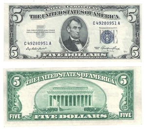 1953 $5 Silver Certificate C-A Block Fr 1655 Uncirculated #951 - Picture 1 of 1