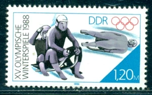 1988 Calgary Olympics,Luge,singles/doubles luge race,Rennrodeln,DDR,3144/B90,MNH - Picture 1 of 1