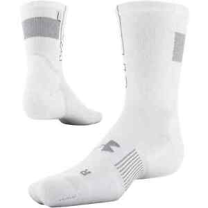 Under Armour,  "Armour Dry" Running, White, Crew Socks, Mens Size 4-8