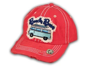 Coral Beach Bum Washed and Distressed Baseball Cap - Picture 1 of 4