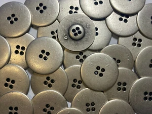 Italian Classic/Basic Metal Button Antique Silver Finish 11,13,15,18,23,30mm 4h - Picture 1 of 24