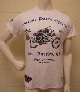Christian Audigier Garage Parts Motor Cycle Racer Off White T-Shirt (L) NEW - Picture 1 of 4