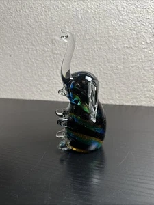 Vintage Murano ? Glass Black Gold Figure Elephant Paperweight - Picture 1 of 4