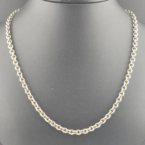 Vintage signierte .999 Feinsilber USA Lotus 5 mm Rolo Kette 20" Halskette - Bild 1 von 8