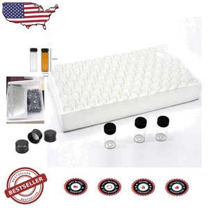 Elite 10ml Glass Vials, 100pk, Clear w/ Black Phenolic Caps, Versatile Use - Picture 1 of 9