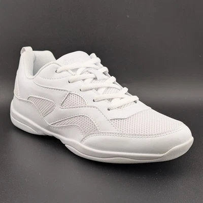 Smapavic Womens Size 7 ( EU 37) White Faux Leather Athletic Cheer Sneaker Shoes - Image 1 of 4