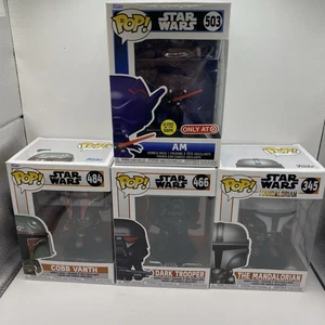 Star Wars Funko Pop Figure Lot Mandalorian 345 Cobb Vanth 484 Dark Trooper 466 - Picture 1 of 8