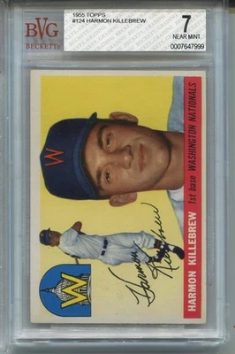Tarjeta de novato 1955 Topps Harmon Killebrew calificada en muy buen estado 7 sin precio base como nueva béisbol #124 Foto 1 de 2