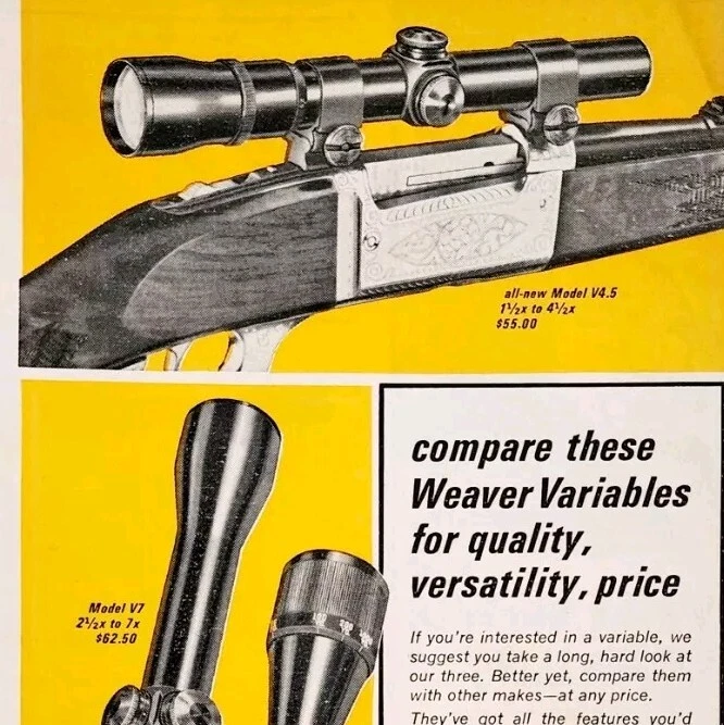 1968 Weaver прицелы пистолет аксессуар модель V4.5 V7 V8 реклама охоты DWLL8 - Изображение 1 из 2