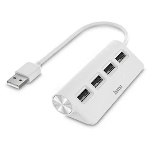 Hama Hub USB 2.0 Multiport, 4-fach USB-A Splitter Verteiler 480 Mbit/s Weiß - Bild 1 von 6