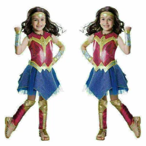 Hot Wonder Woman Deluxe Super Hero Fancy Dress Girl Book Week Child Kids Costume - Picture 1 of 5